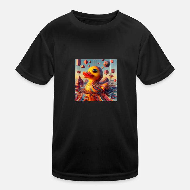 Canard de bain rayé en hyperréalisme risographe T-shirt sport Enfant