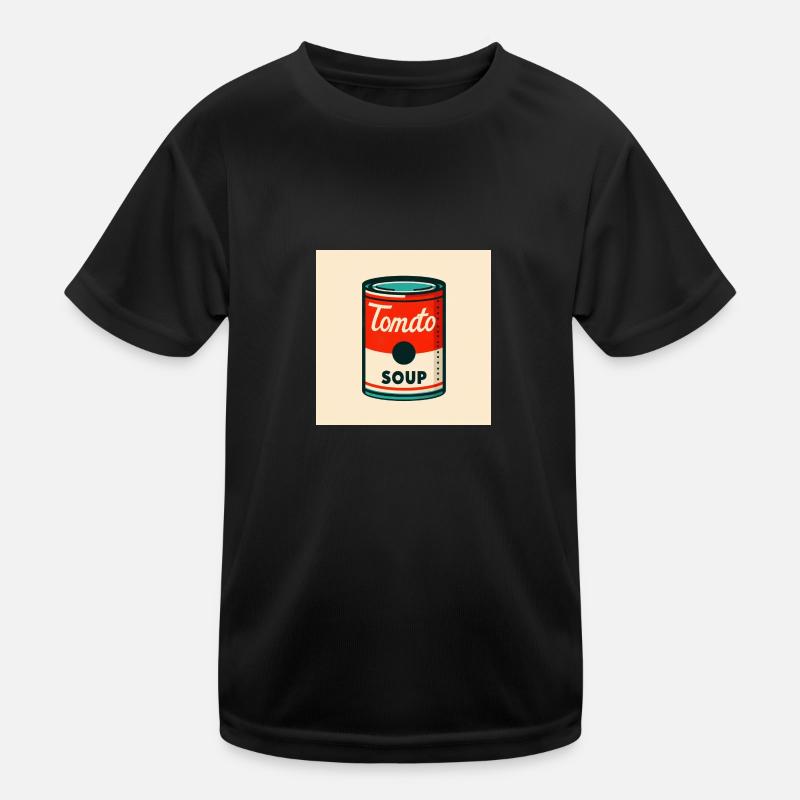 Tomato Soup Can in Risograph Kids Functional T-Shirt