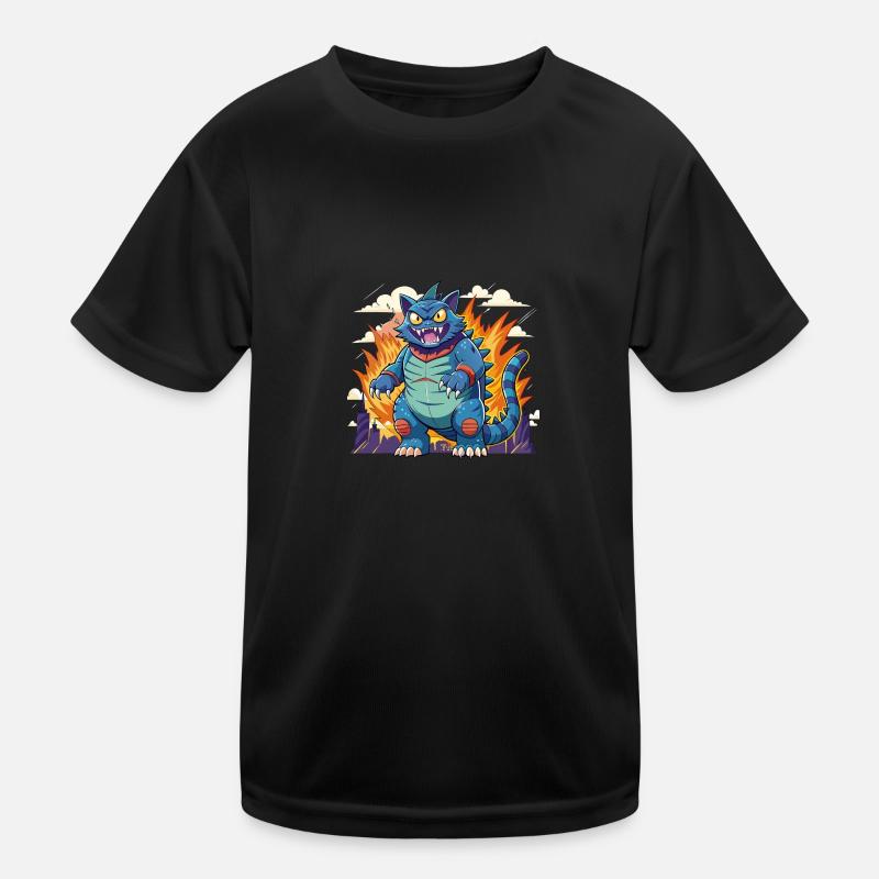 Catzilla cat dangerously standing on two legs Kids Functional T-Shirt