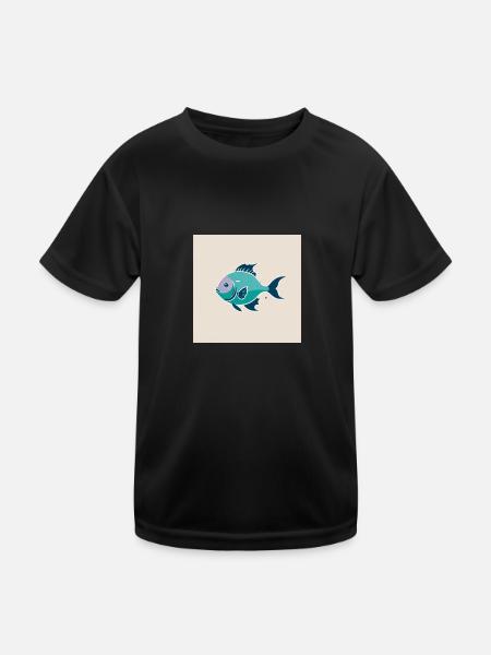Fisch - Kinder Funktions-T-Shirt - Schwarz