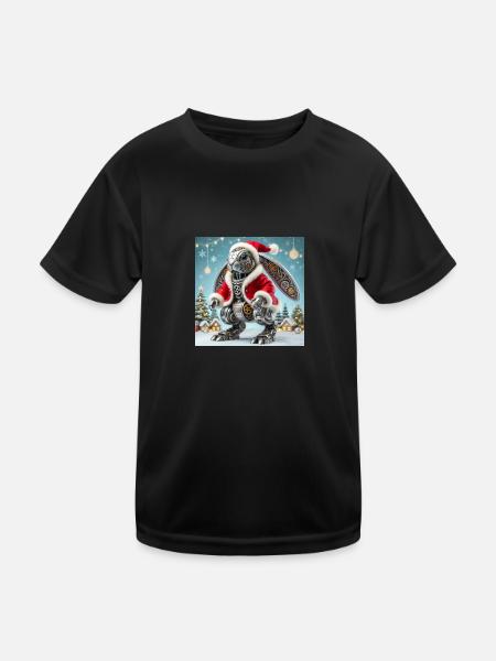 Weihnachtshase - Kinder Funktions-T-Shirt - Schwarz