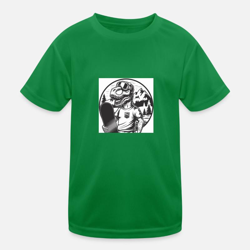 Ski-Rex, the skiing T-Rex Kids Functional T-Shirt