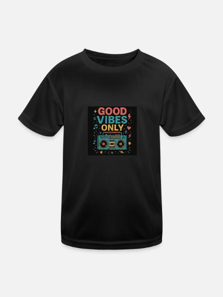 Nur Vibes - Kinder Funktions-T-Shirt - Schwarz - Vorne