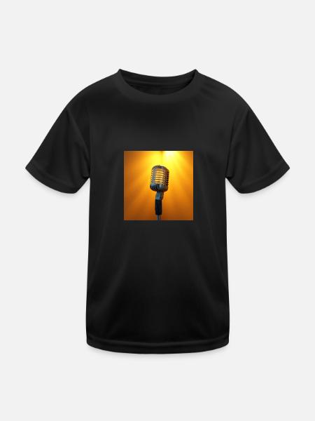 Mikrofon - Kinder Funktions-T-Shirt - Schwarz - Vorne