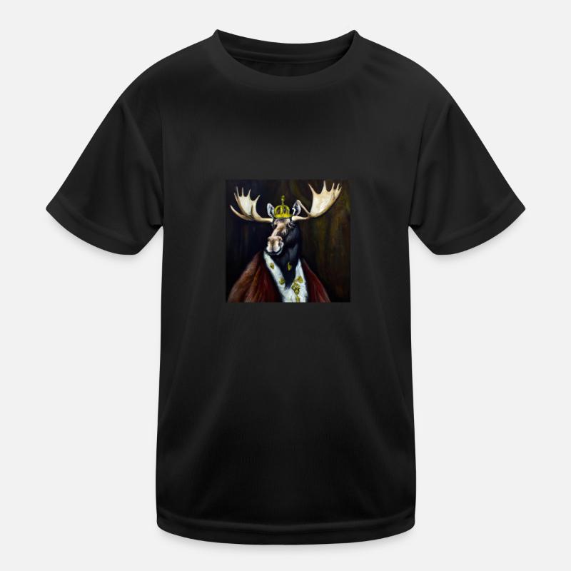 Moose in the crown - Kids Functional T-Shirt - black
