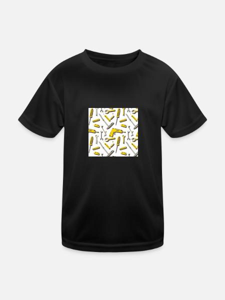 Werkzeug Muster - Kinder Funktions-T-Shirt - Schwarz - Vorne