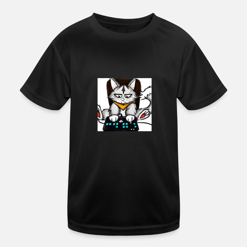 Chat jouant à des jeux informatiques Comic T-shirt sport Enfant