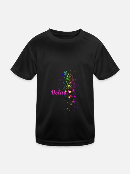 Helau, Konfetti, karneval, Sterne - Kinder Funktions-T-Shirt - Schwarz - Vorne