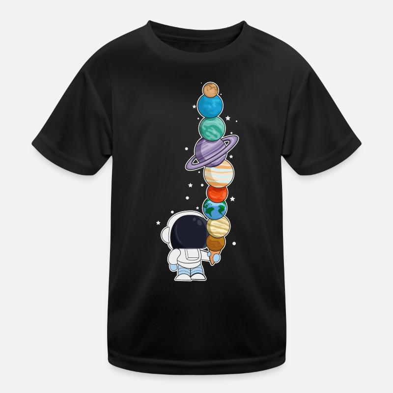 Astronaut mit Eis - Kinder Funktions-T-Shirt - Schwarz