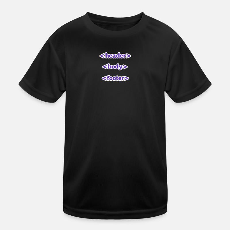 Code Style: Header, Body, Footer - For Everyone - Kids Functional T-Shirt - black