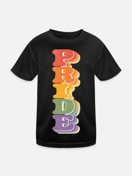 Pride Vertical Rainbow CSD Retro Saying Retro 7 - Kids Functional T-Shirt - black - Front