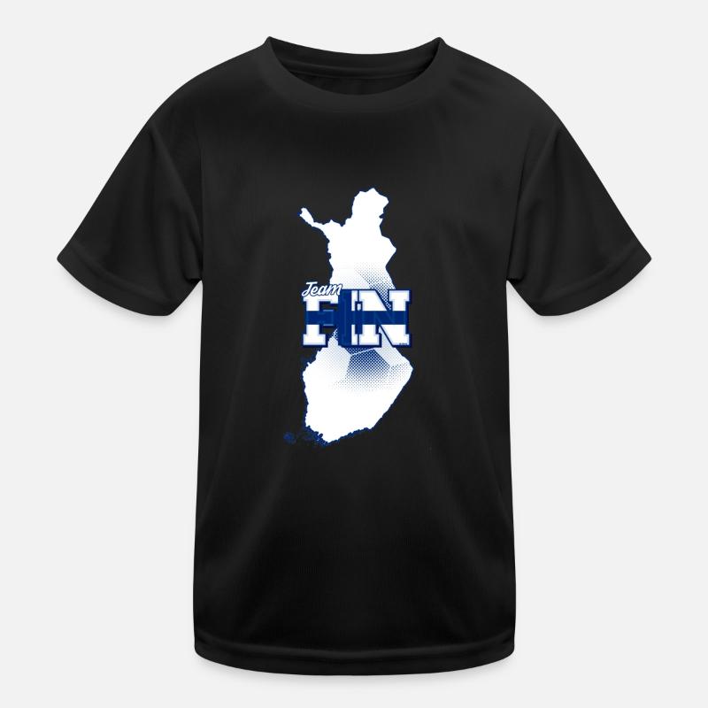 Team FIN Map Finland with Ball Pattern Kids Functional T-Shirt