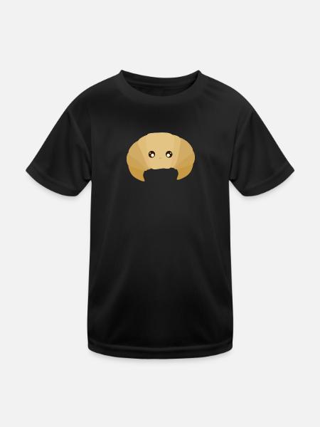 kawaii croissant - Kids Functional T-Shirt - black - Front