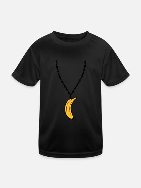 banane halskette schmuck lustig obst design clipar - Kinder Funktions-T-Shirt - Schwarz - Vorne