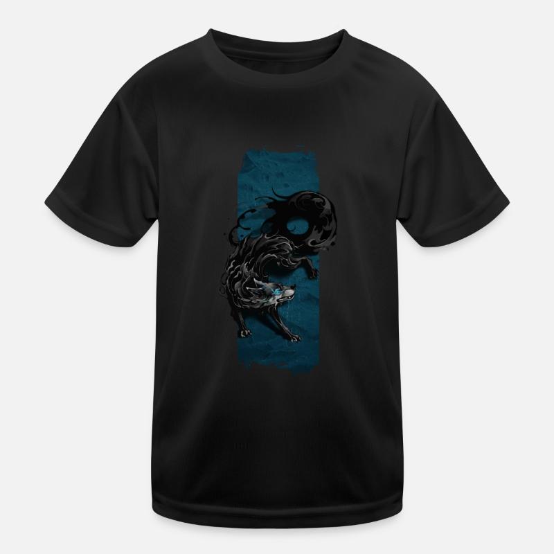 Shadow Sentinel: Mythical Shadow Wolf Kids Functional T-Shirt