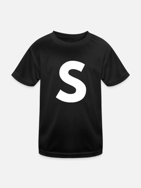 S - Kinder Funktions-T-Shirt - Schwarz - Vorne