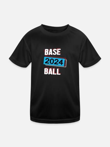 Baseball 2024 Baseballer Baseballspieler Spiel - Kinder Funktions-T-Shirt - Schwarz - Vorne