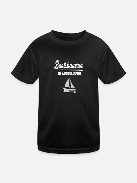 Bootsbauerin Ausbildung Bootsbauerazubi Lehre - Kinder Funktions-T-Shirt - Schwarz - Vorne