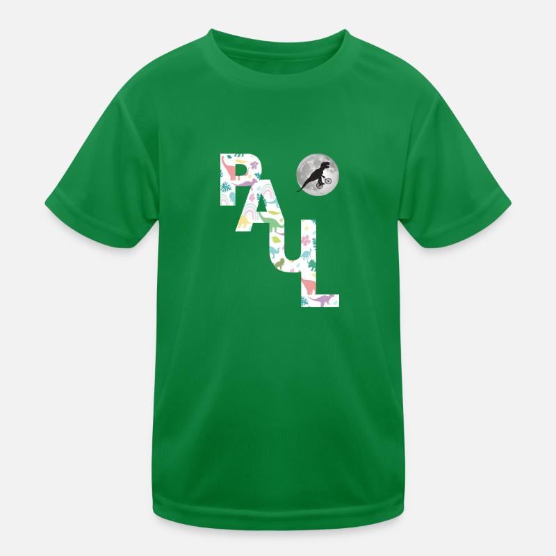 PAUL - Beautiful boy name with dinosaur Kids Functional T-Shirt