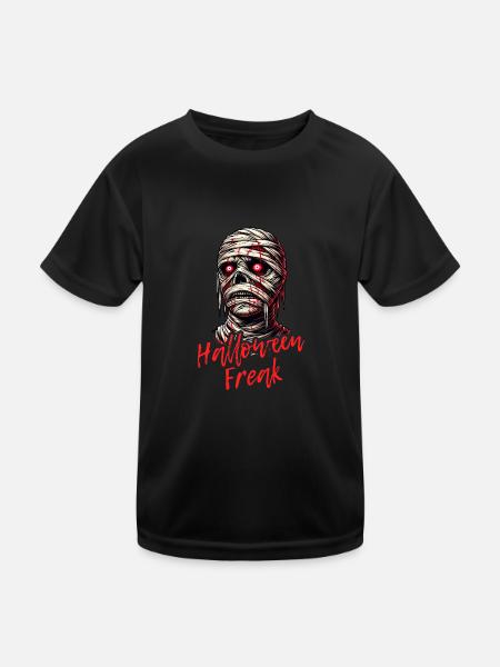 Fröhliches Halloween-Freak-Mumien-Grusel-Design - Kinder Funktions-T-Shirt - Schwarz - Vorne
