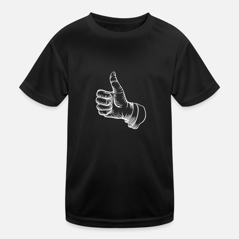 gezeichnete Hand Daumen hoch Kinder Funktions-T-Shirt