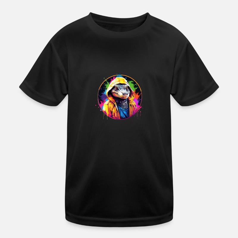 Crocodile avec sweat à capuche - T-shirt sport Enfant - noir
