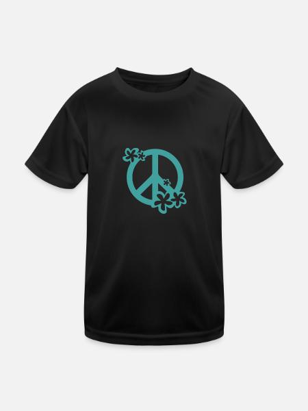 FRIEDEN UND LIEBE - Kinder Funktions-T-Shirt - Schwarz - Vorne