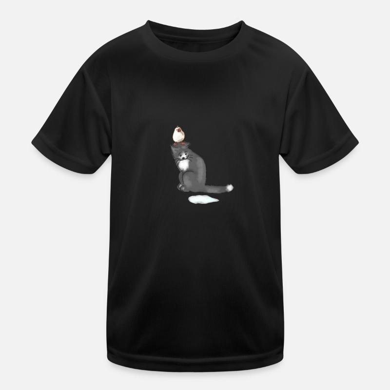 Cat and bird Kids Functional T-Shirt