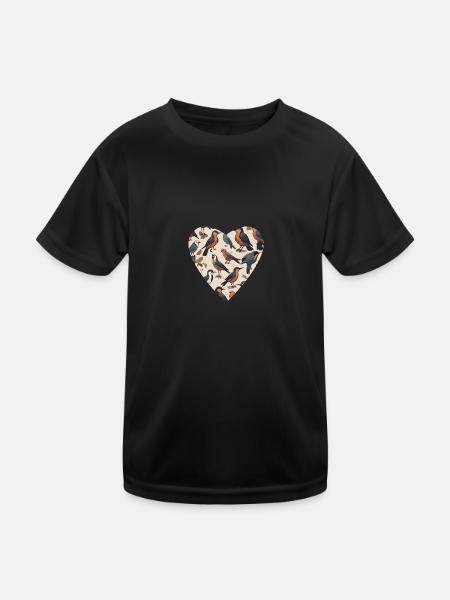 Bird harmony in the heart - Kids Functional T-Shirt - black