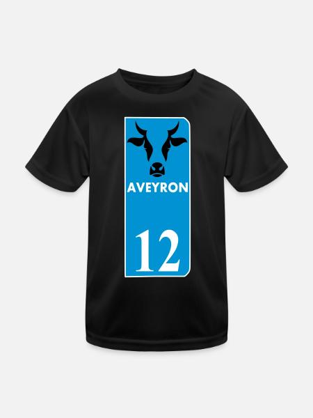 Aveyron - Kinder Funktions-T-Shirt - Schwarz - Vorne
