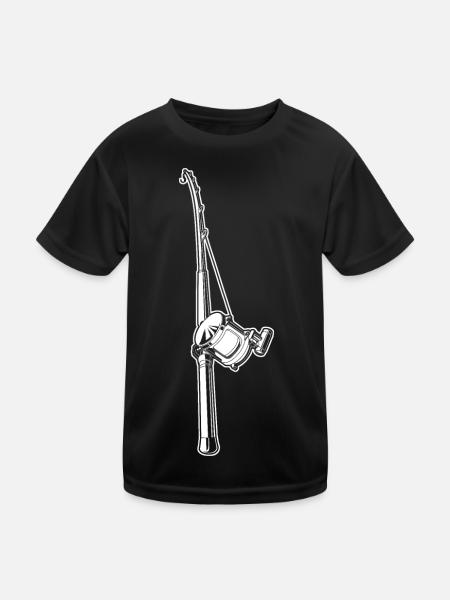 Angelrute - Kinder Funktions-T-Shirt - Schwarz - Vorne