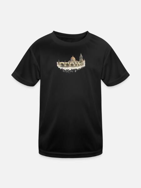 Florentiner Brücke & Dom Watercolor - Kinder Funktions-T-Shirt - Schwarz