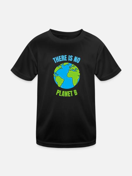 There is no PLanet B Environmental Protection Desing - Kids Functional T-Shirt - black - Front