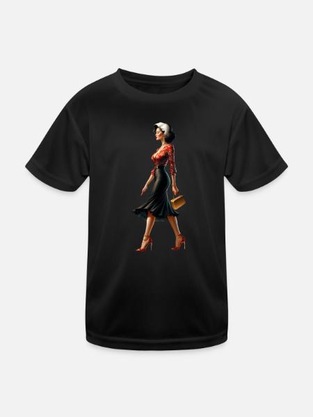 Élégance Rétro Chic - T-shirt sport Enfant - noir - Devant