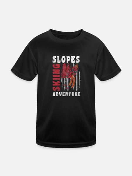 Snowboarding Slope Winter - Kids Functional T-Shirt - black - Front