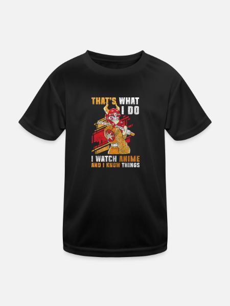 Anime Senpai Kunst - Kinder Funktions-T-Shirt - Schwarz - Vorne