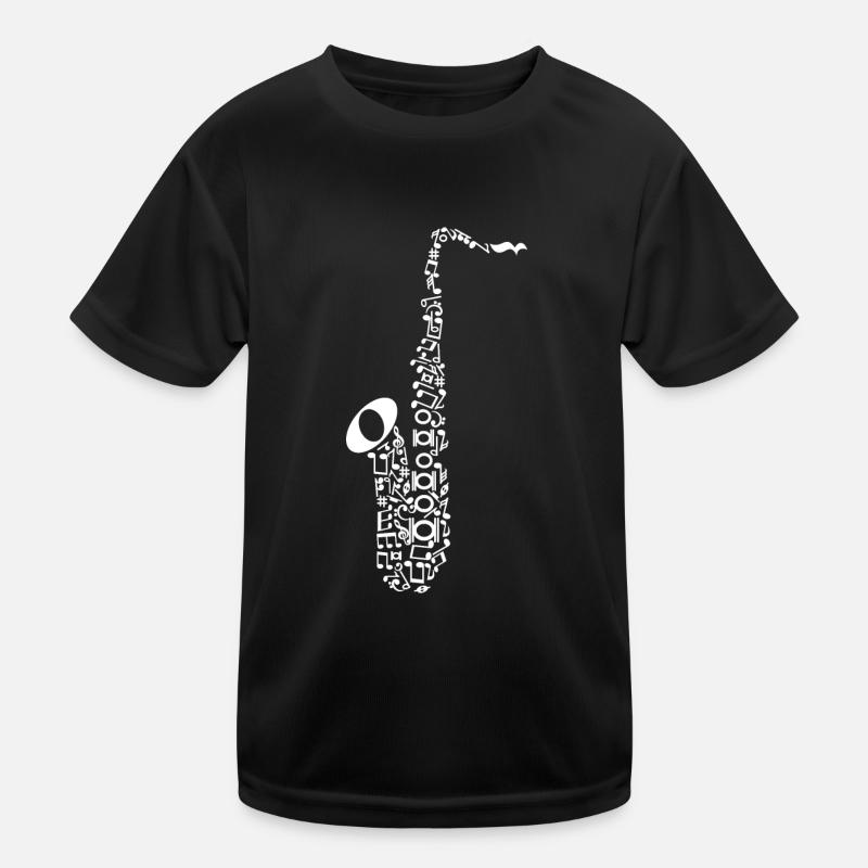 Saxophon - Kinder Funktions-T-Shirt - Schwarz