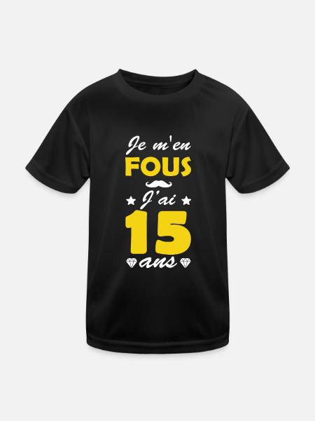 I don't care I'm 15 years old/ birthday 15 years - Kids Functional T-Shirt - black - Front