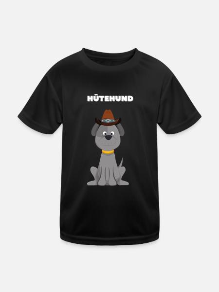 Hund mit Hut Hütehund - Kinder Funktions-T-Shirt - Schwarz - Vorne