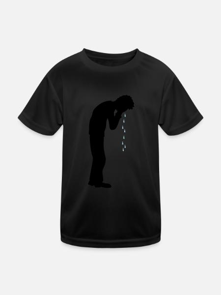 Heulen Tropfen Depression - Kinder Funktions-T-Shirt - Schwarz - Vorne