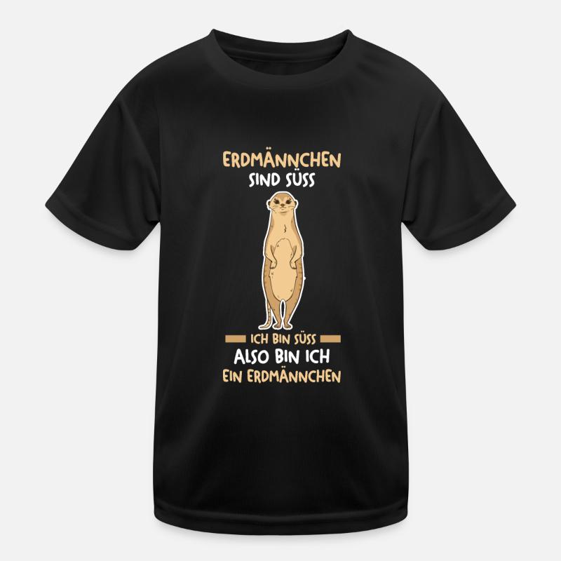 Erdmännchen - Kinder Funktions-T-Shirt - Schwarz