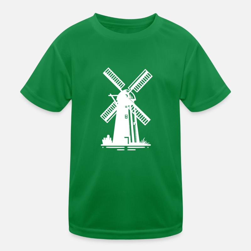 Dutch Grain Windmill for Wheat Flour Kids Functional T-Shirt