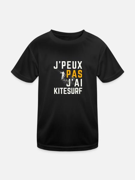 Ich kann nicht kitesurfen - Kinder Funktions-T-Shirt - Schwarz - Vorne