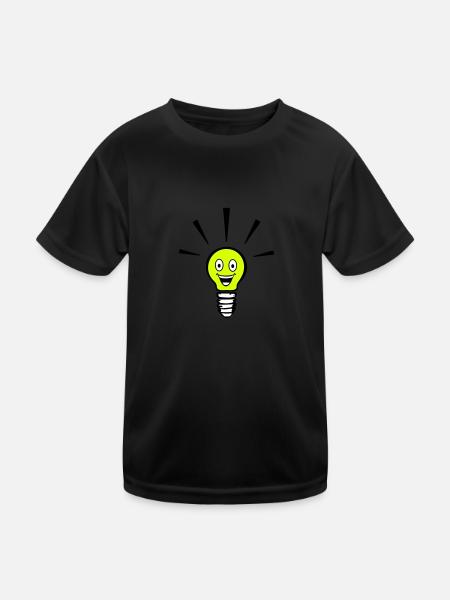 lustige Glühbirne - Idee - Kinder Funktions-T-Shirt - Schwarz - Vorne