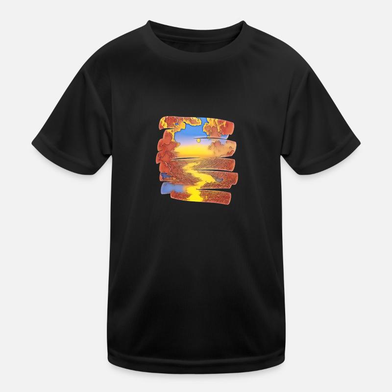 River clouds colorful Kids Functional T-Shirt