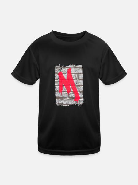 mur m - T-shirt sport Enfant - noir - Devant