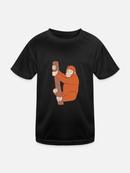 Orang Utan - Kinder Funktions-T-Shirt - Schwarz - Vorne