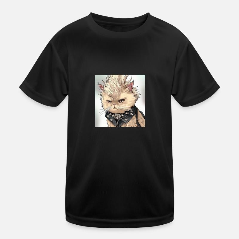 Chat persan Negan en tant que punk dans l’art de l’anime T-shirt sport Enfant