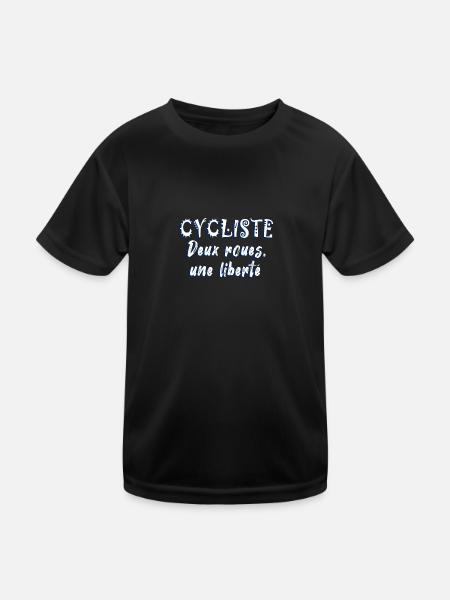 Bicycle Two-Wheeled Bicycle Freedom - Kids Functional T-Shirt - black - Front