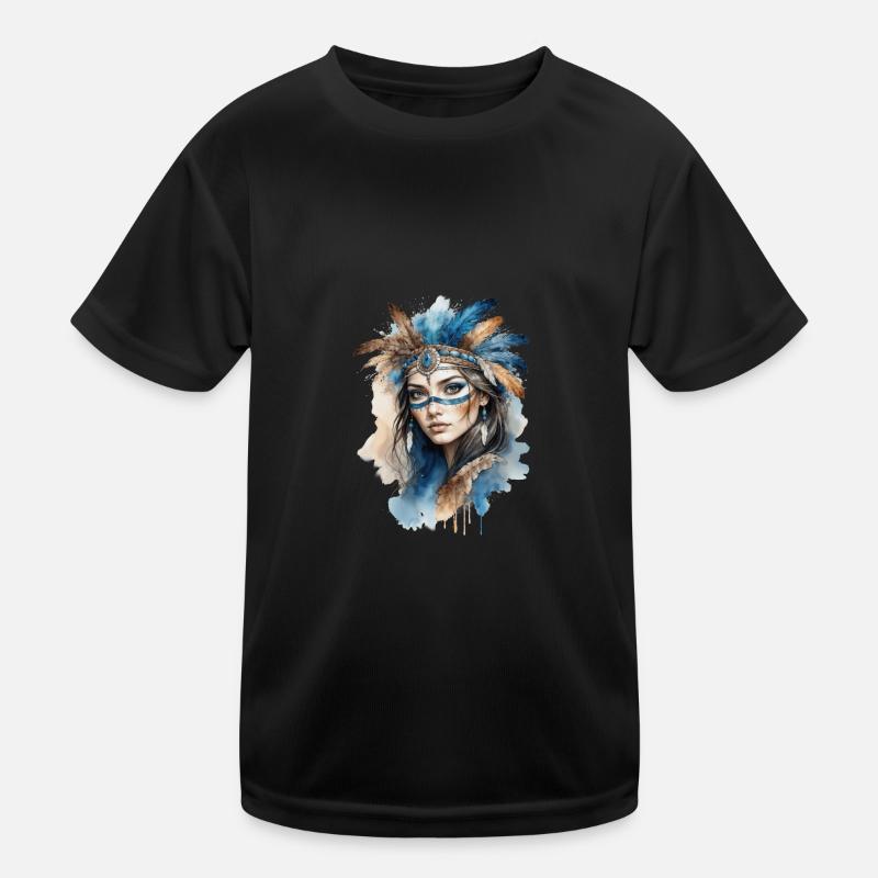 Enigmatic Feathered Spirit Portrait Kinder Funktions-T-Shirt